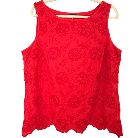 Talbots Tops - Talbots Red Embroidered Floral Appliqué Shell Sleeveless Blouse Top Size Large